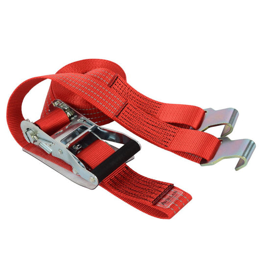 反射 ラッシングベルト 50mm幅 フラットフック レッド