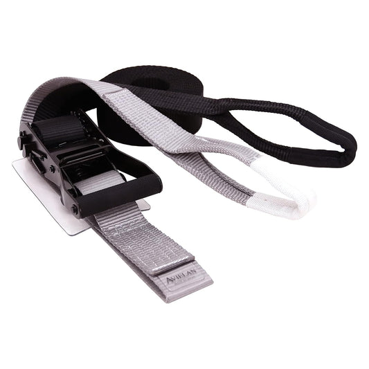 ラッシングベルト 50mm幅 Iフック(ロープフック対応) ブラック/グレー