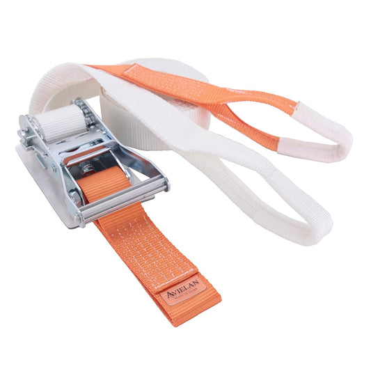 ラッシングベルト 50mm幅 Iフック(ロープフック対応) ホワイト/オレンジ