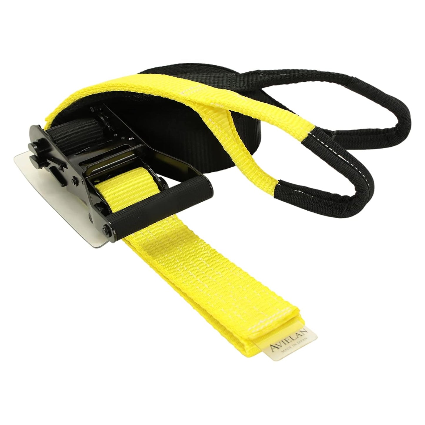 ラッシングベルト 50mm幅 Iフック(ロープフック対応) ブラック/イエロー (強化タイプ)