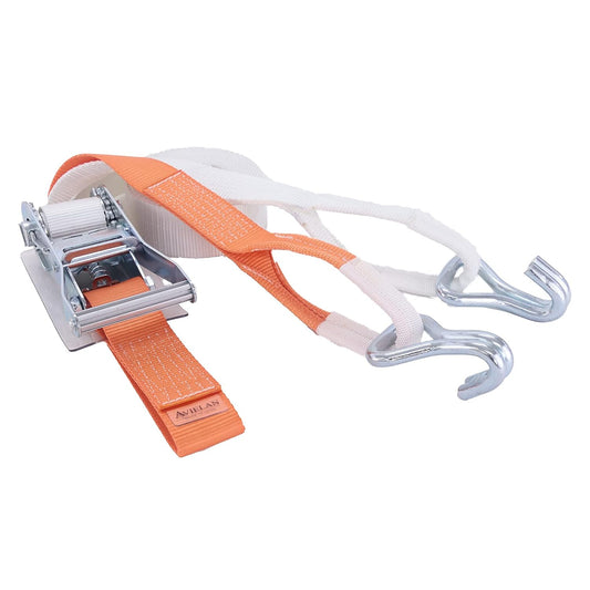 ラッシングベルト 50mm幅 IJフック(ロープフック対応) ホワイト/オレンジ