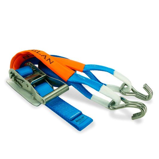 オールステンレス ラッシングベルト 50mm幅 IJフック(ロープフック対応) ブルー