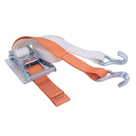 ラッシングベルト 50mm幅 Jフック ホワイト/オレンジ