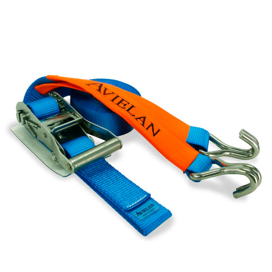 オールステンレス ラッシングベルト 50mm幅 Jフック ブルー