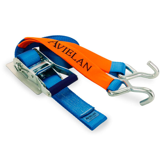 ラッシングベルト 50mm幅 Jフック(シングル) ブルー