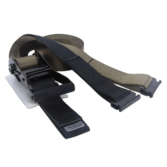 ラッシングベルト 50mm幅 Rフック(トラックレール対応) OD/ブラック