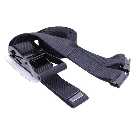 ラッシングベルト 50mm幅 Rフック(トラックレール対応) オールブラック