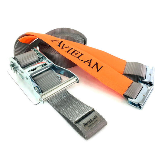 ラッシングベルト 50mm幅 Rフック(トラックレール対応) グレー