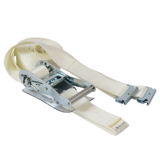 ラッシングベルト 50mm幅 Rフック(トラックレール対応) ホワイト