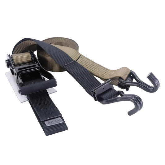 ラッシングベルト 50mm幅 RJフック(トラックレール対応) OD/ブラック