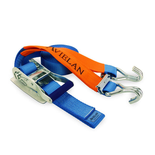 ラッシングベルト 50mm幅 RJフック(トラックレール対応) ブルー