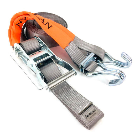 ラッシングベルト 50mm幅 RJフック(トラックレール対応) グレー