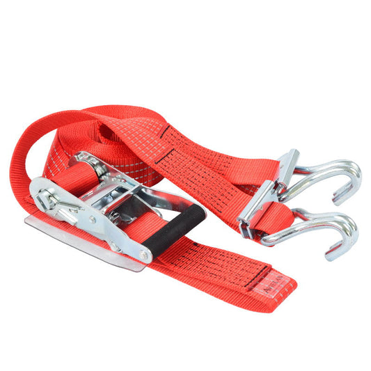 反射 ラッシングベルト 50mm幅 RJフック(トラックレール対応) レッド