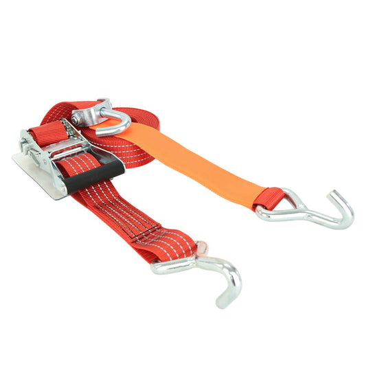 積載車用 反射 ラッシングベルト 50mm幅 Jフック(シングル) レッド