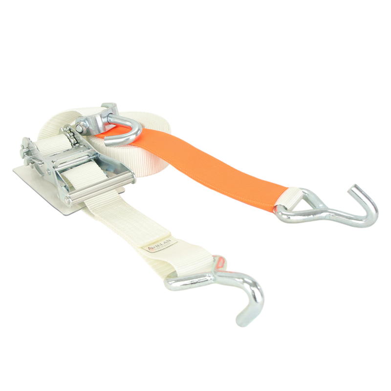積載車用 ラッシングベルト 50mm幅 Jフック(シングル) ホワイト