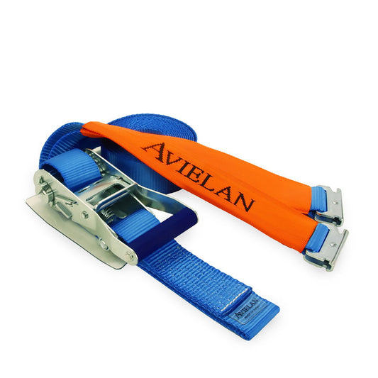 ラッシングベルト 50mm幅 Rフック(トラックレール対応) ブルー