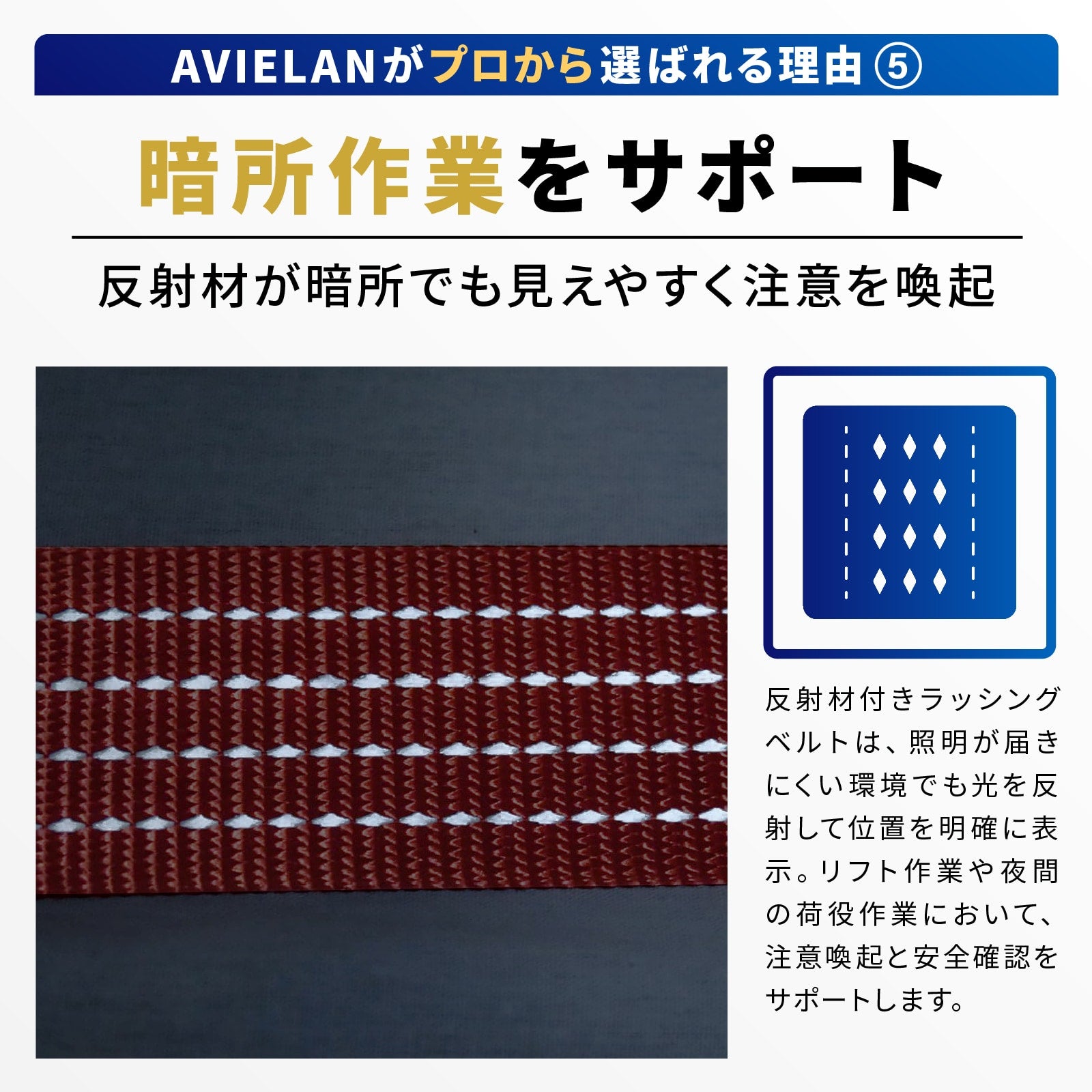 反射 ラッシングベルト 50mm幅 エンドレス レッド – [AVIELAN