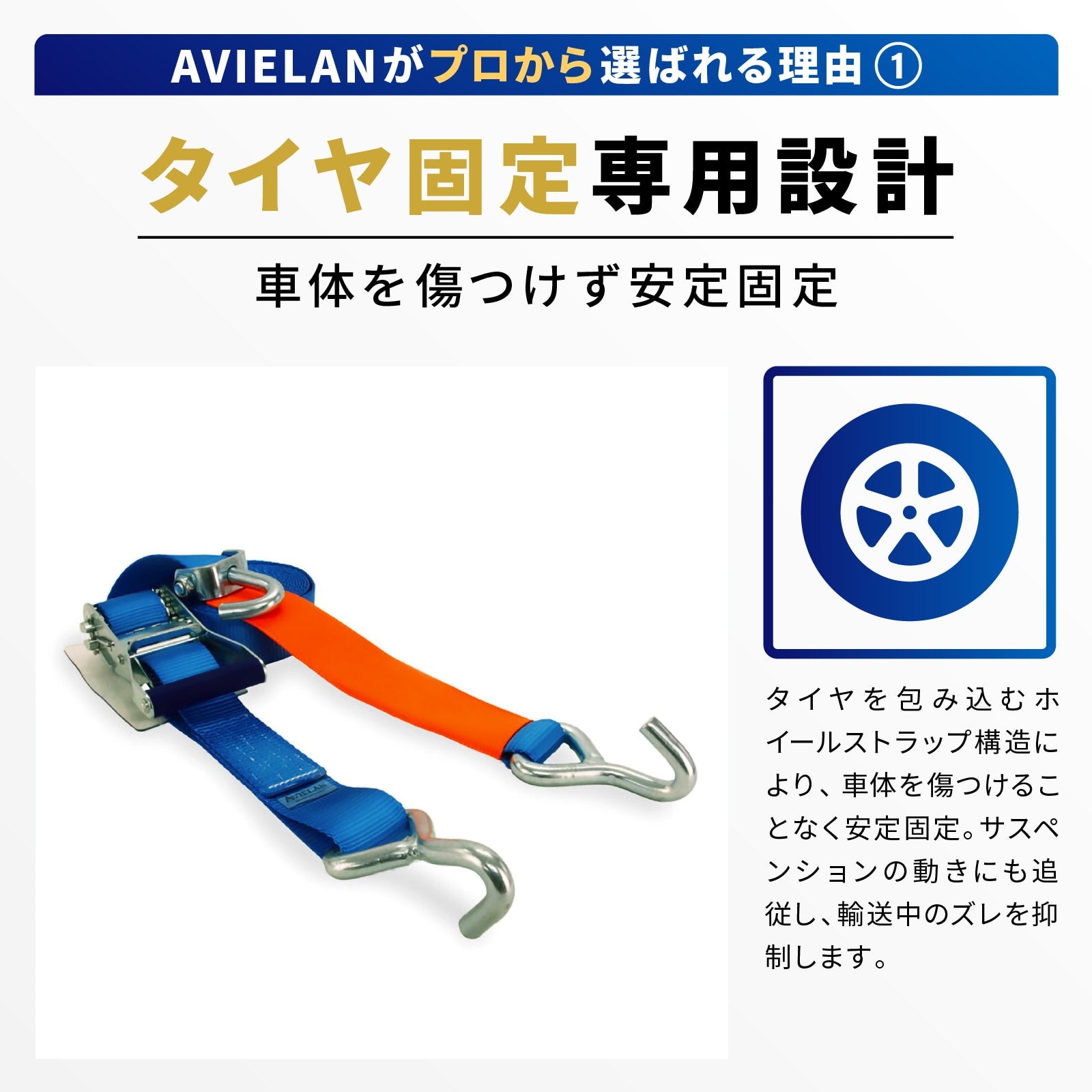 積載車用 ラッシングベルト 50mm幅 Jフック(シングル) ブルー