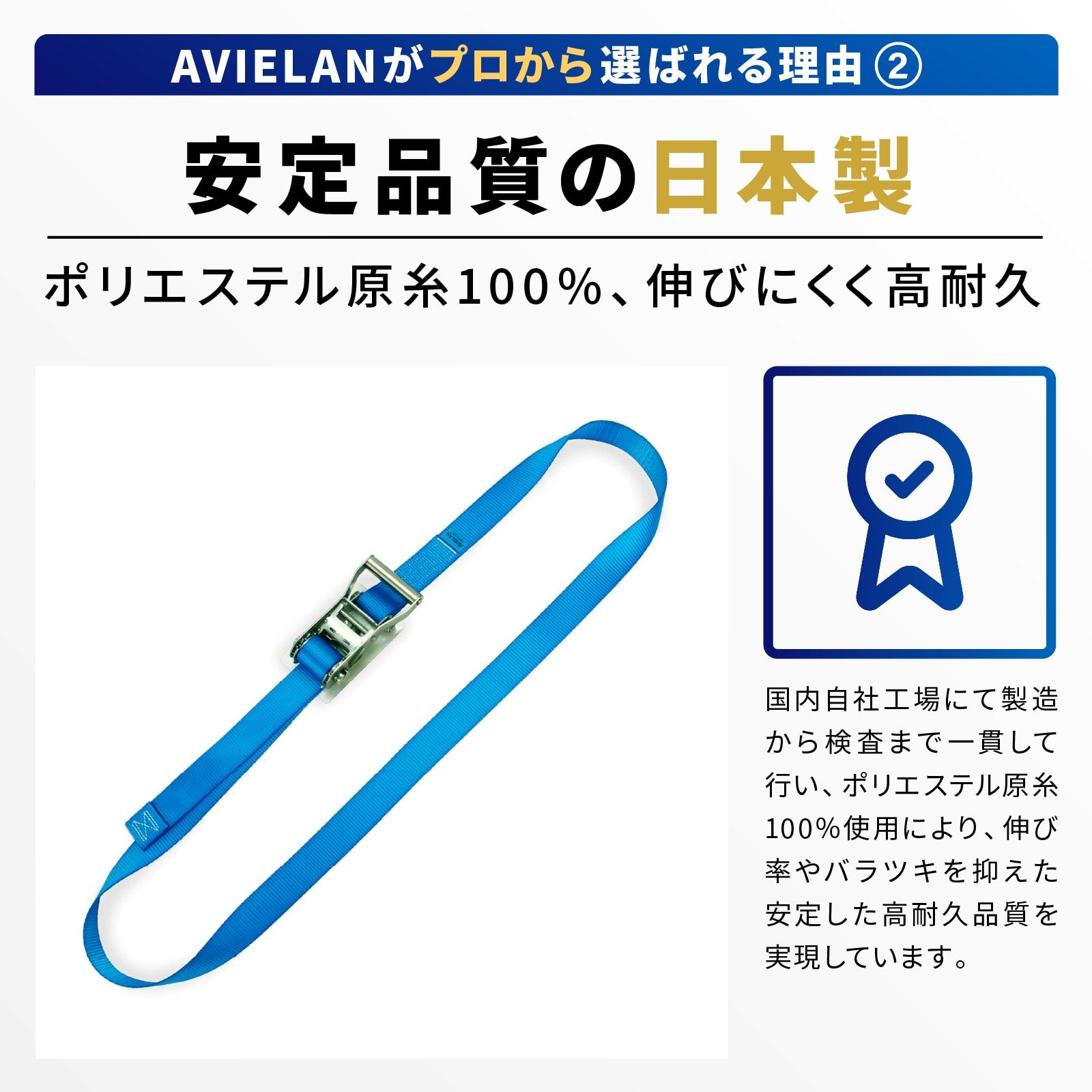 オールステンレス ラッシングベルト 50mm幅 エンドレス ブルー