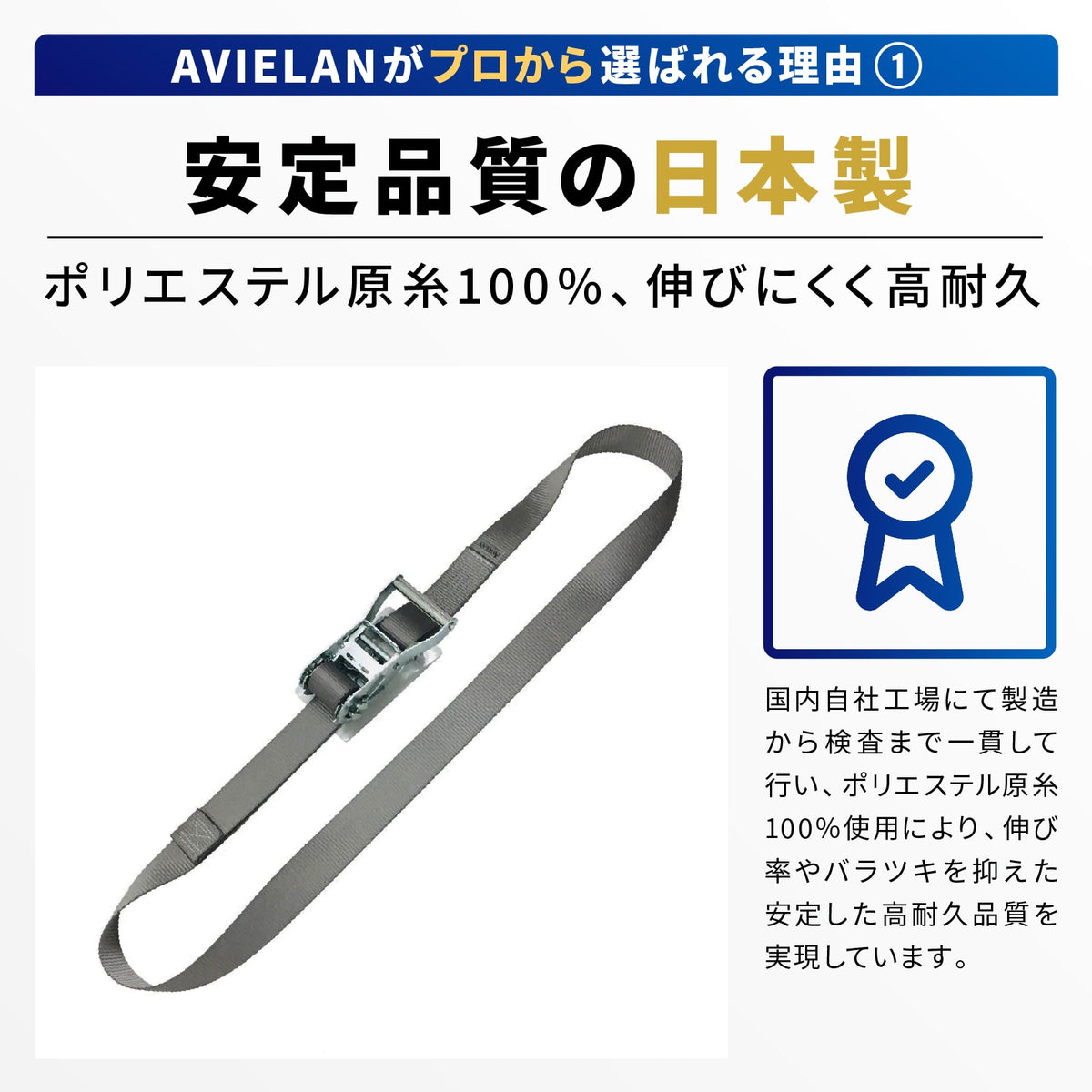 ラッシングベルト 50mm幅 エンドレス グレー メリット 1