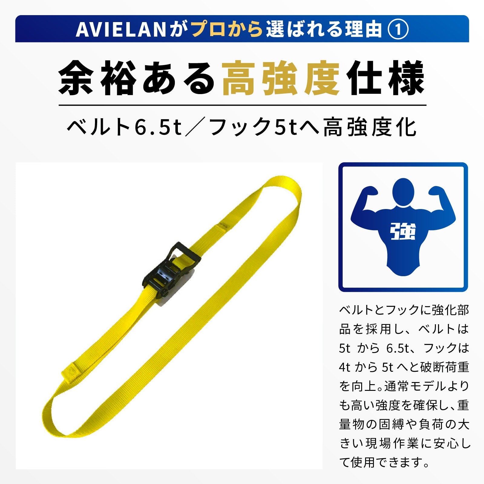 ラッシングベルト 50mm幅 エンドレス イエロー (強化タイプ