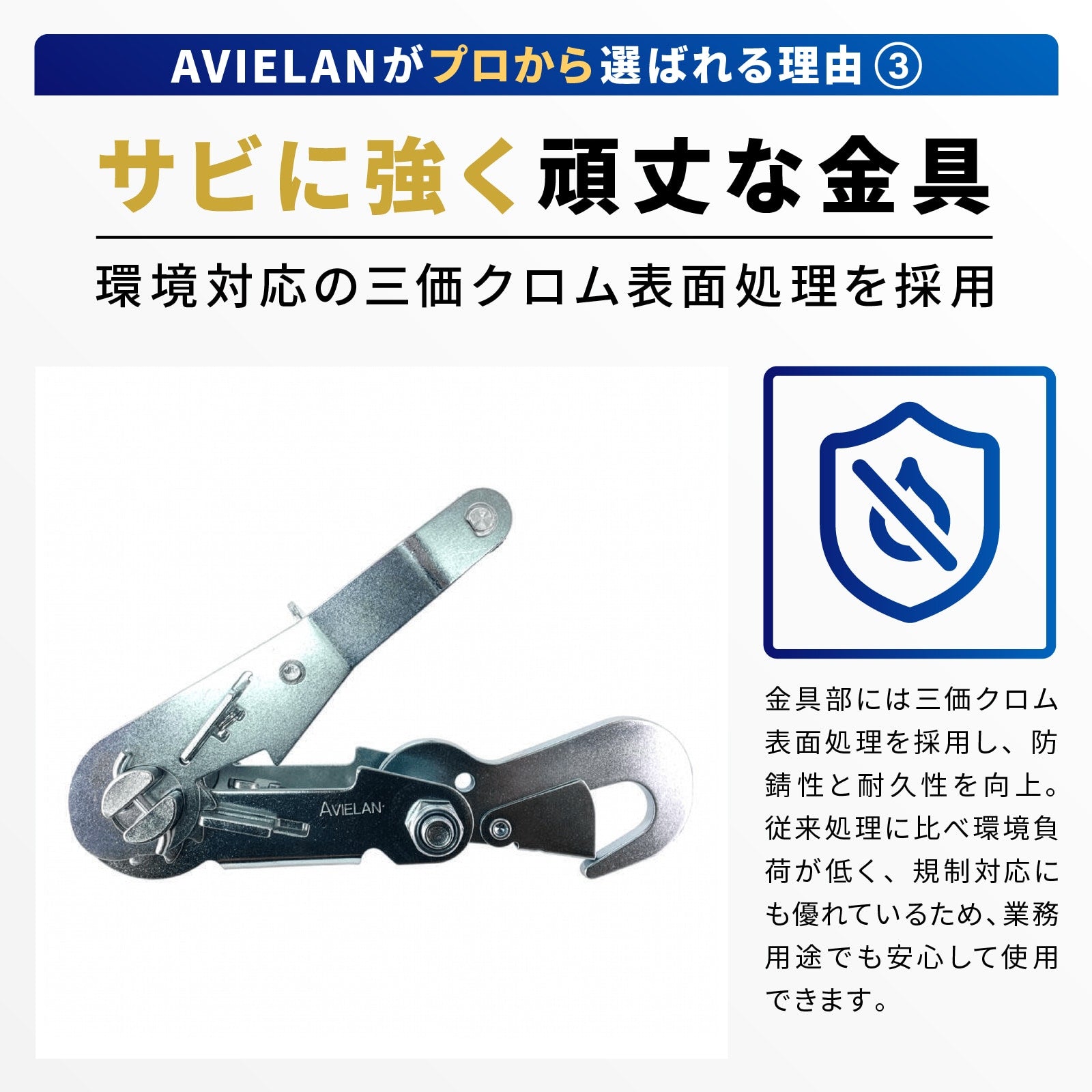 ラッシングベルト 50mm幅 スナップフック(ツイスト) ブルー – [AVIELAN